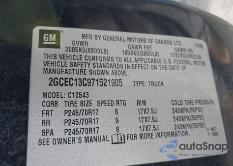 2007 Chevrolet Silverado 1500 Lt1 z USA, uszkodzony, nr VIN 2GCEC13C971521905